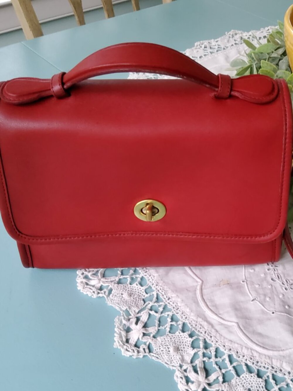 Vintage Red Coach Court Bag 9870 + Hangtag Excellent Condition